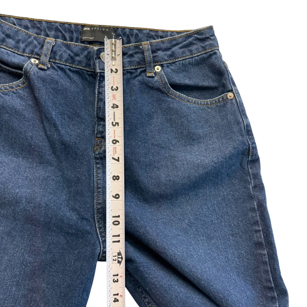 ASOS Dark Wash 100% Cotton High Rise Mom Jeans Size Petite 30/28‎ #198 - Picture 4 of 7
